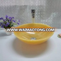 round natural marble yellow resin onyx bathroom vanity wash basin stone sink